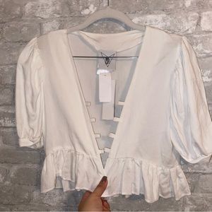 Nwt rp4lf front lace crop top sz S #B1